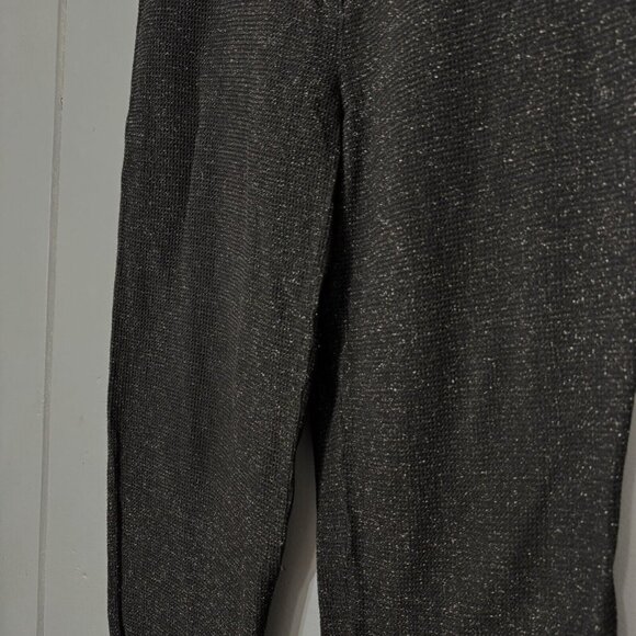 Eileen Fisher Pants Waffle Knit Wide Leg Viscose Silk Med M Black White Speckle - Picture 3 of 11